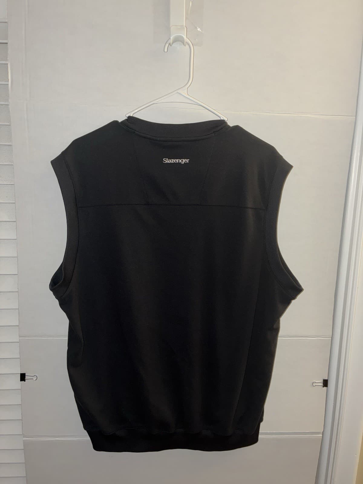 Slazenger Men's Black V-Neck Sweater Vest Knit Polyester Logo Size M - Thumbnail 4