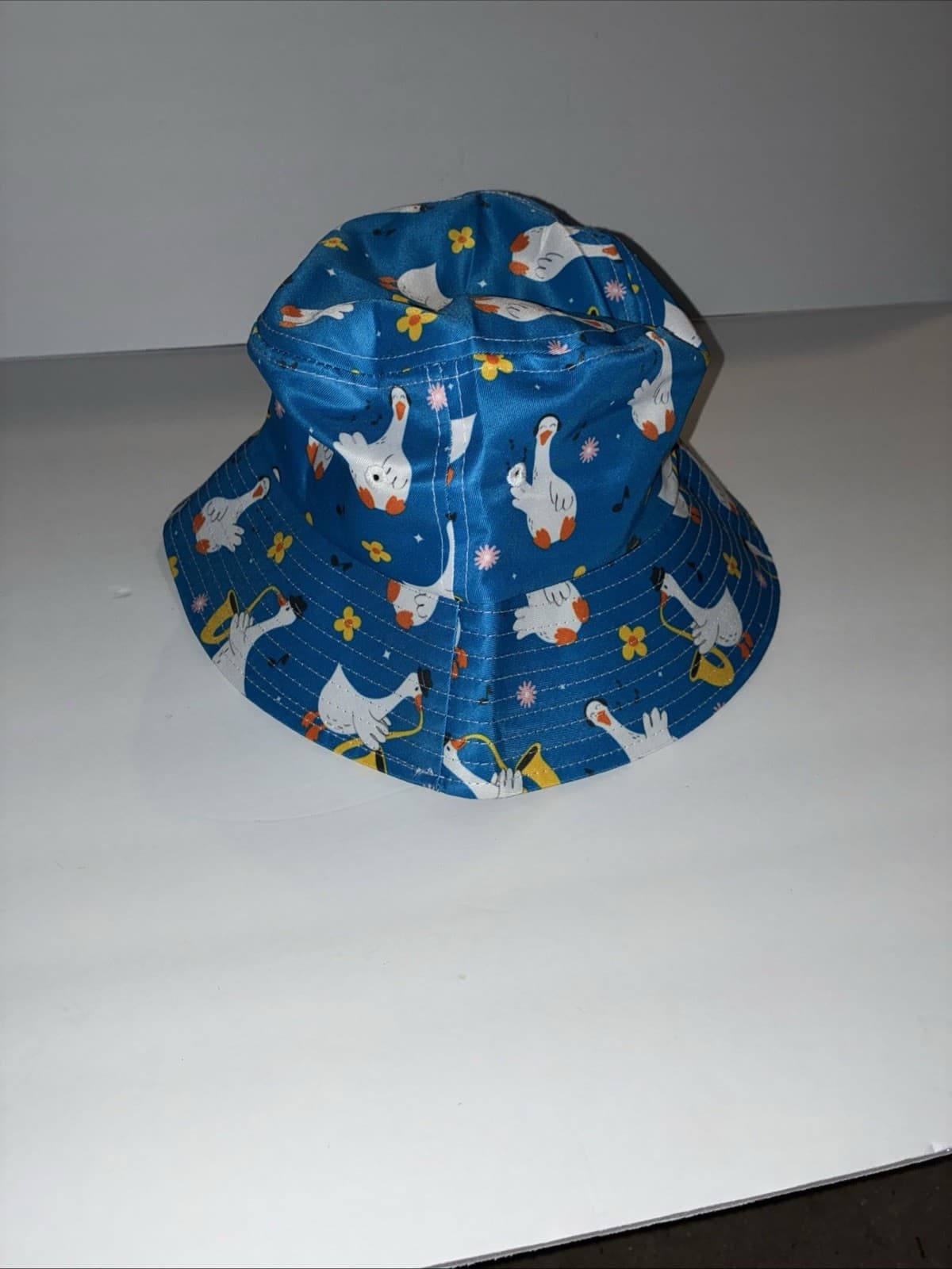 Blue Novelty Goose Print Bucket Hat One Size Kid's Casual Animal Theme - Thumbnail 2