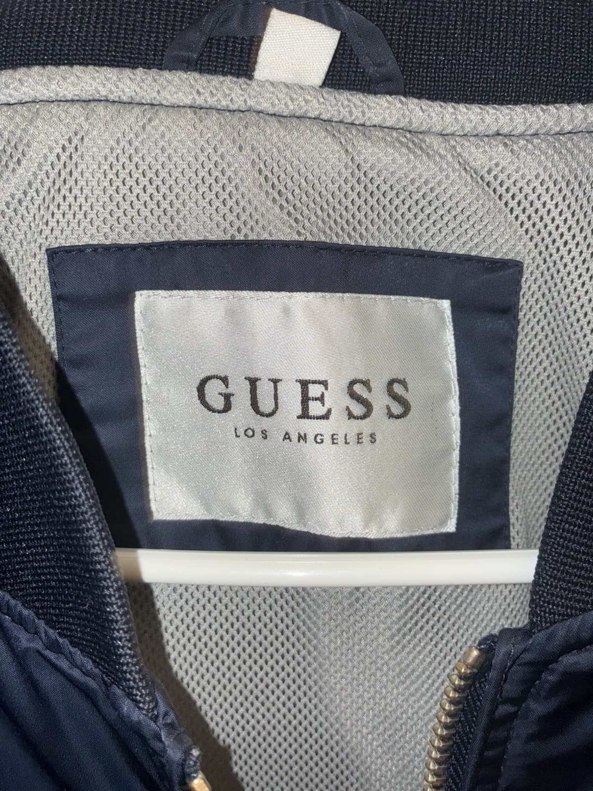 Vintage GUESS Men’s Blue Bomber Jacket Full Zip XL Embroidered Logo Band Collar - Thumbnail 5