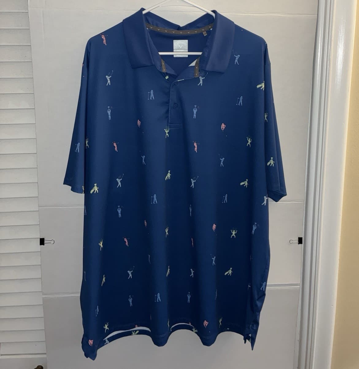 Callaway Opti-Dri Men's Blue Graphic Print Short Sleeve Polo Shirt XXL