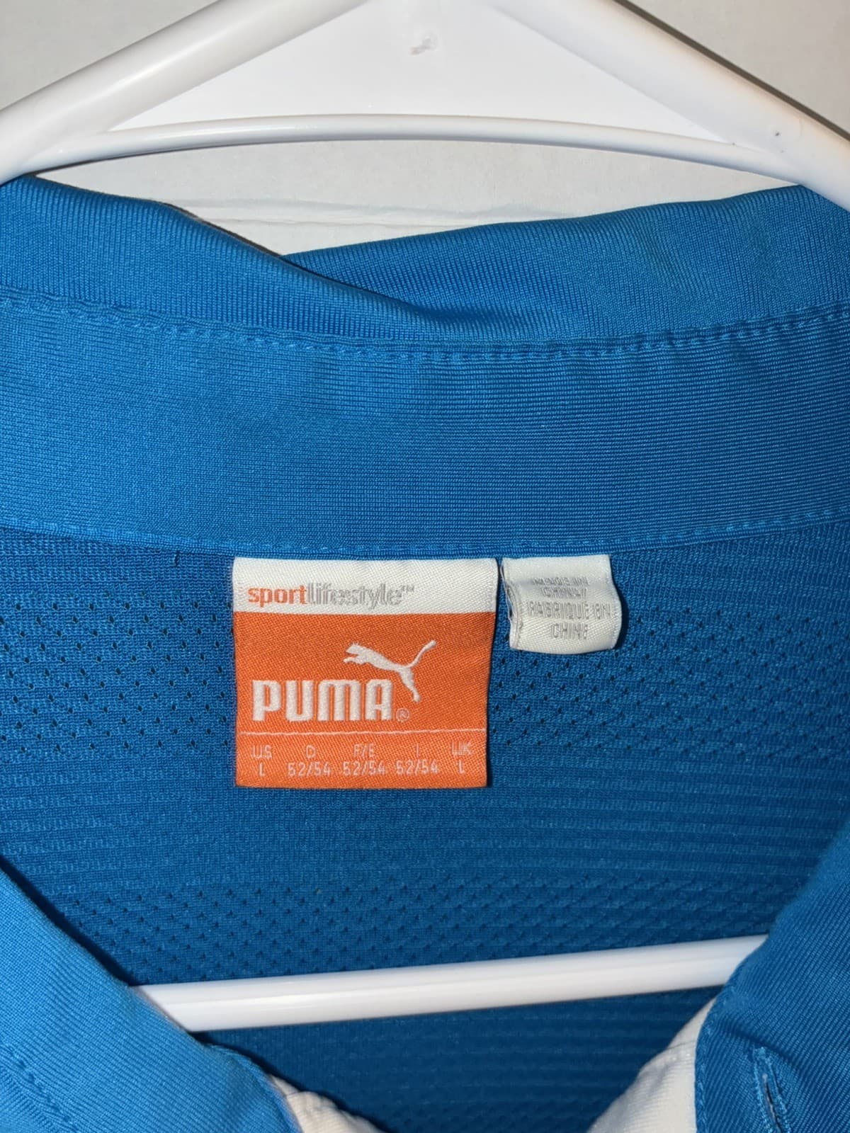 Puma Mens Sportlifestyle Polo Shirt Blue Multicolor Geometric Stripe Size L Golf - Thumbnail 2