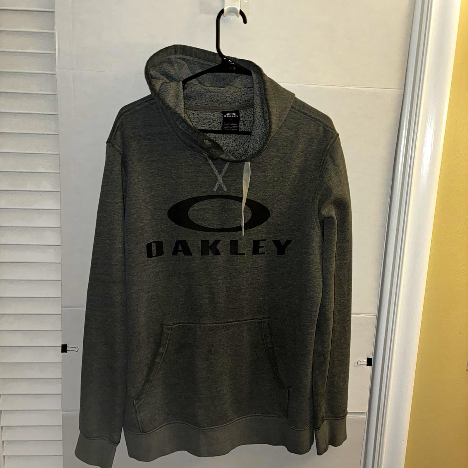 Oakley Men's L Gray Graphic Logo Fleece Pullover Hoodie w/ Pockets