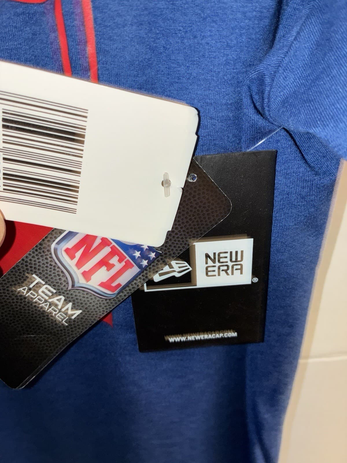 New Era Buffalo Bills NFL Hooded Shirt Blue Red Short Sleeve Men’s Size M - Thumbnail 3