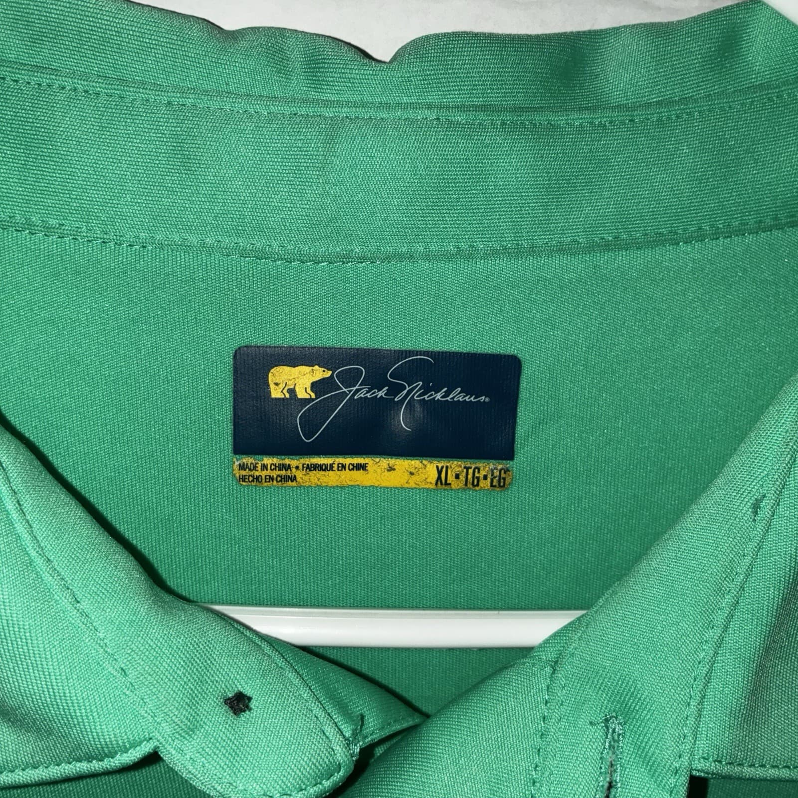 Jack Nicklaus Men's Green Solid Knit Short Sleeve Polo XL Embroidered Bear Golf - Thumbnail 2