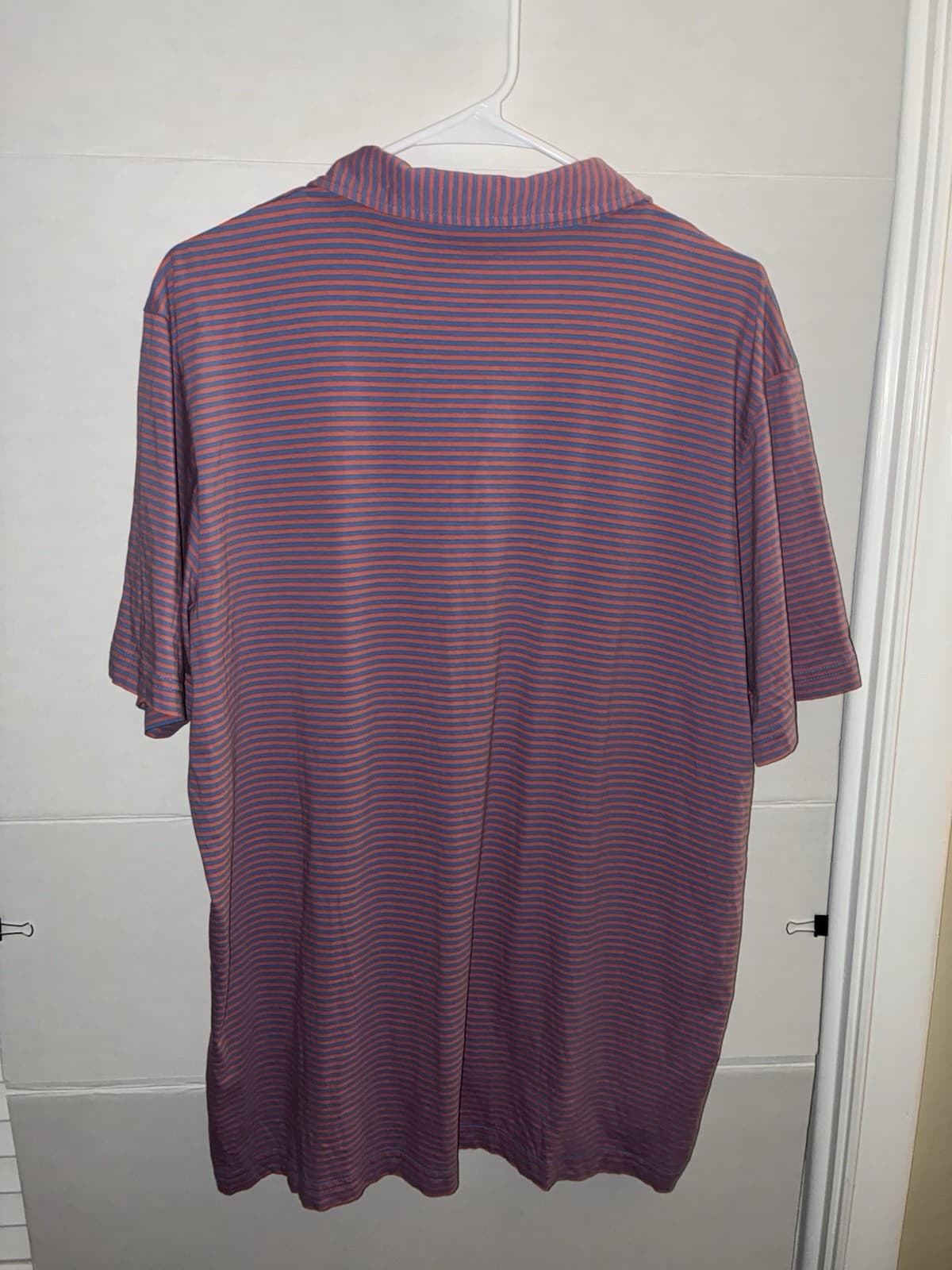 Peter Millar Men's Striped Cotton Short Sleeve Button Polo XL - Thumbnail 3