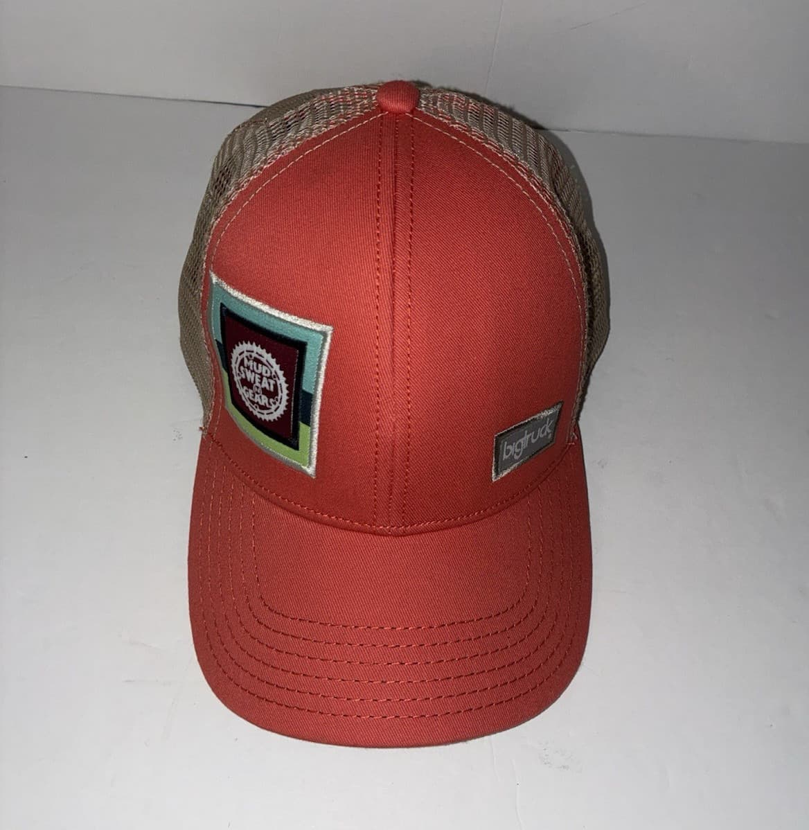 Big truck Red/Tan Trucker Hat Mesh Back Men's Casual Solid Peace Sign Theme