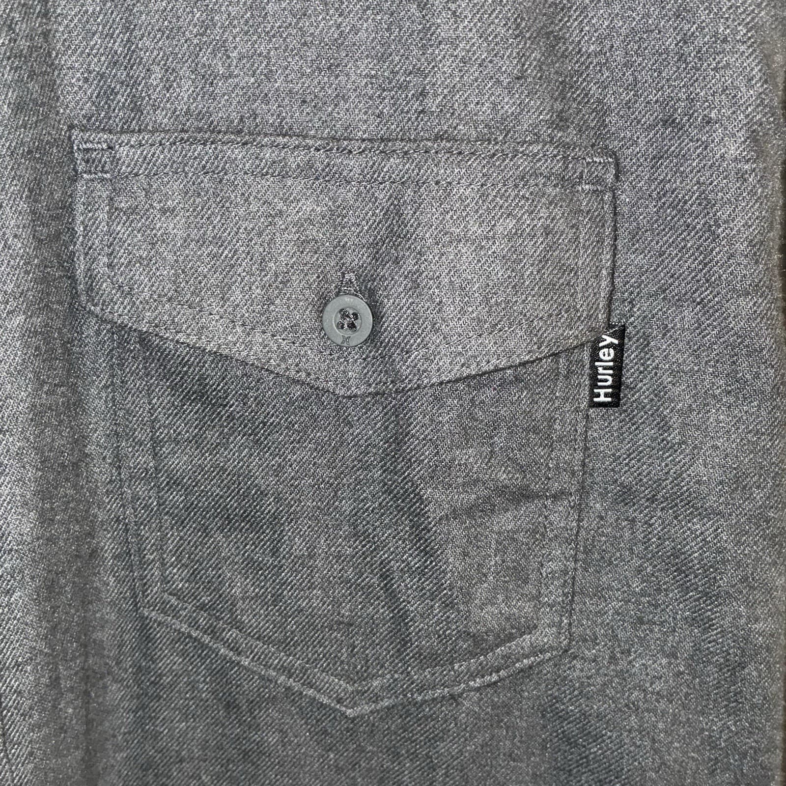 Hurley Men's L Solid Gray Cotton Woven LS Button-Up Point Collar Pockets - Thumbnail 3