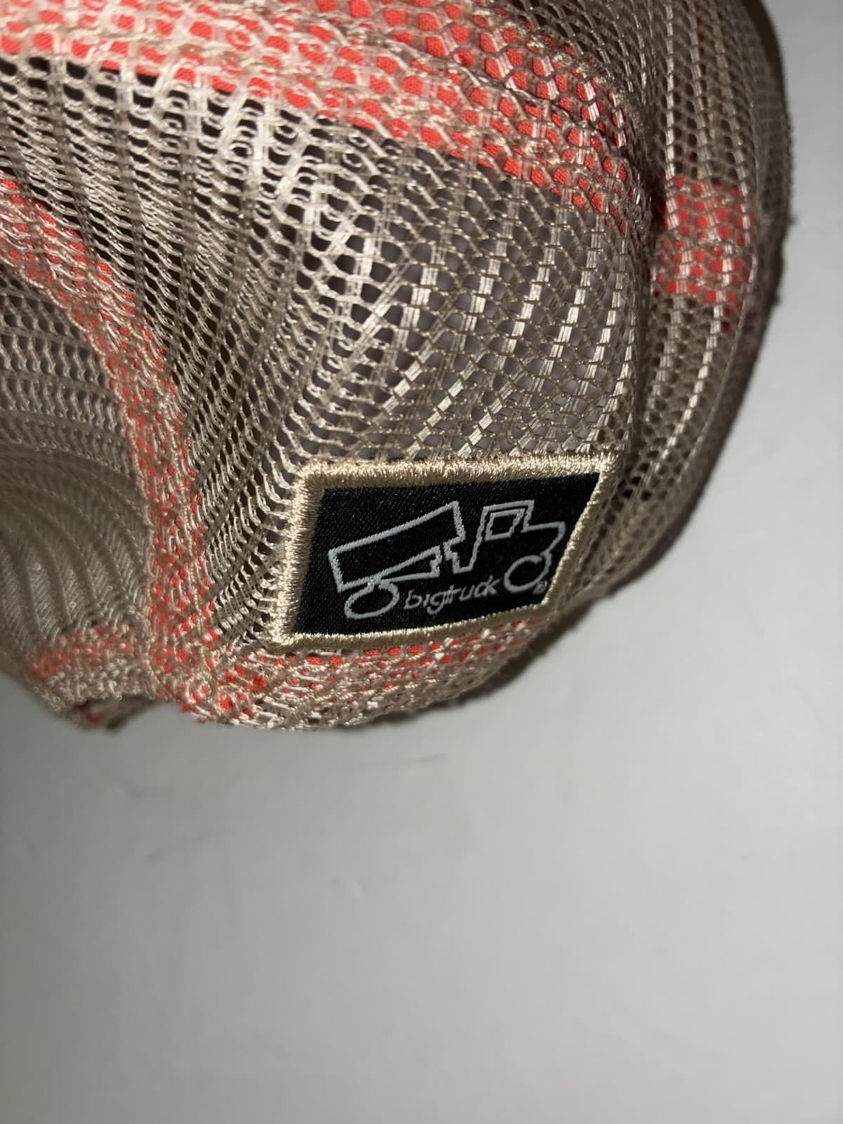 Big truck Red/Tan Trucker Hat Mesh Back Men's Casual Solid Peace Sign Theme - Thumbnail 4