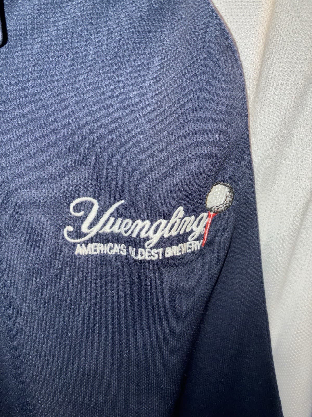 Yengling Men's Navy White Colorblock Short Sleeve Logo Polo Shirt Size L - Thumbnail 2