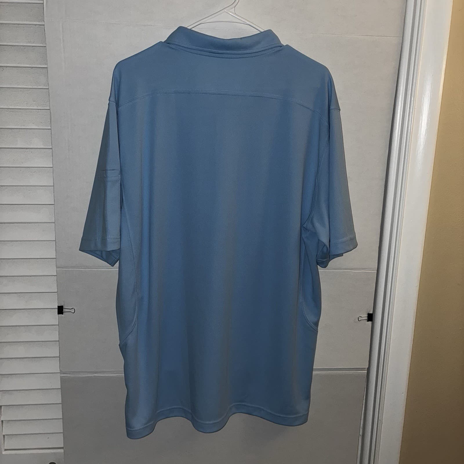 CQR Men's Blue Solid Short Sleeve Collared Button Polo Shirt Size XL - Thumbnail 3