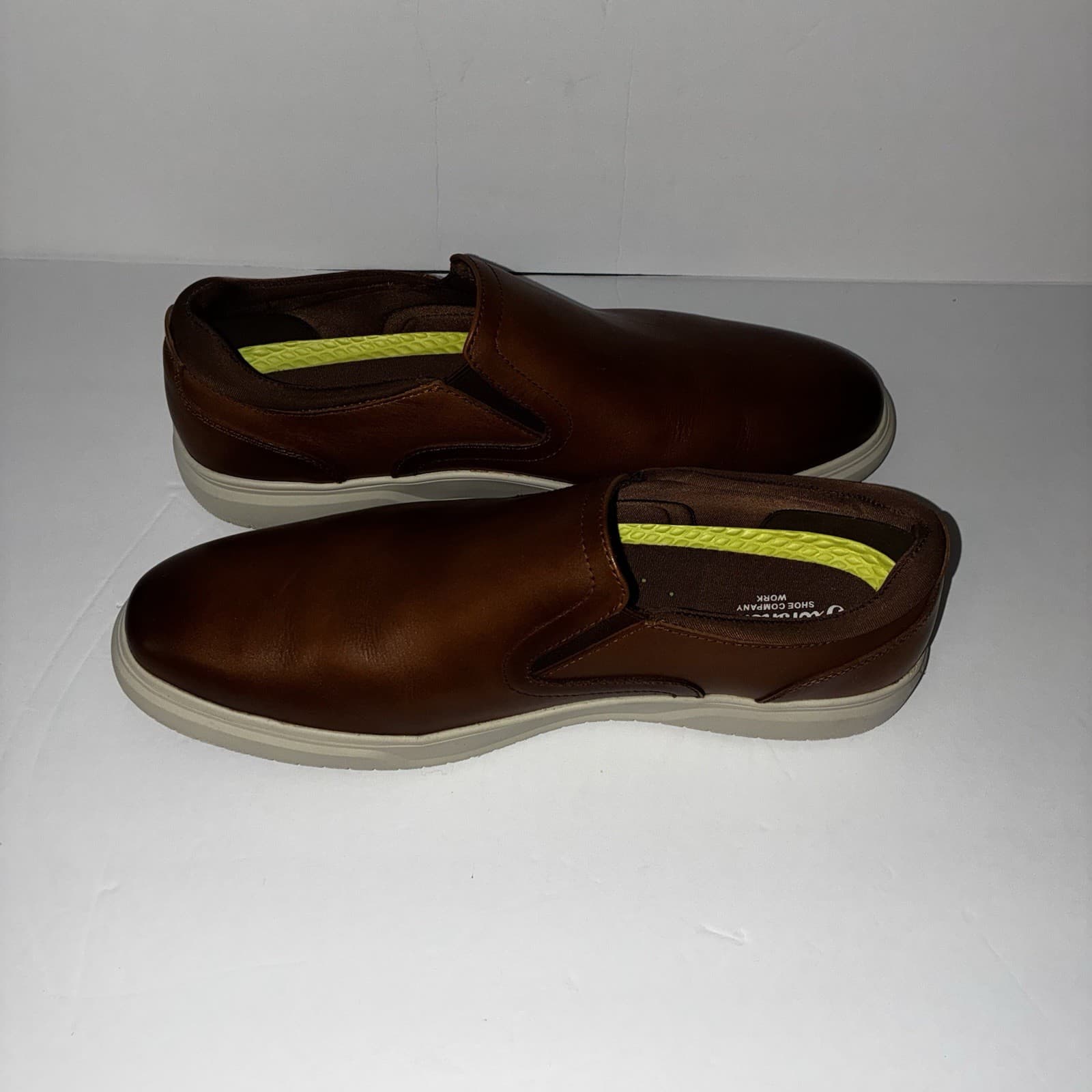 Florsheim Men’s Slip-On Casual Shoes Brown Leather Round Toe US Size 11eee - Thumbnail 4