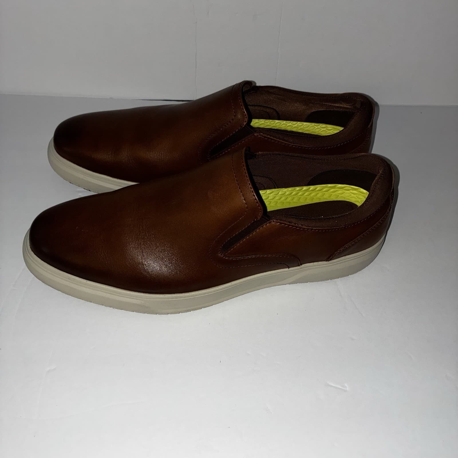 Florsheim Men’s Slip-On Casual Shoes Brown Leather Round Toe US Size 11eee - Thumbnail 2