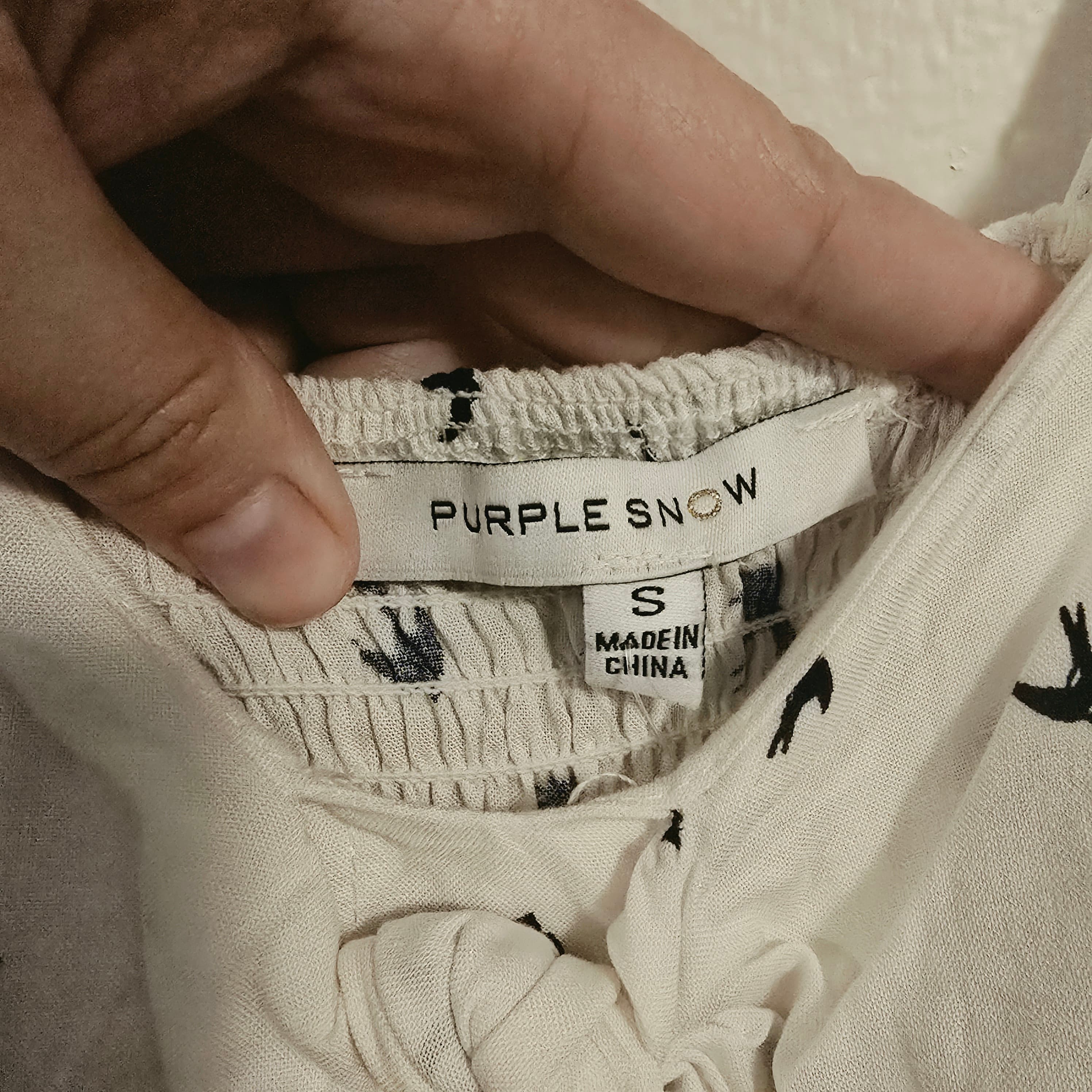Purple Snow White Bird Print Dress Size S - Thumbnail 4