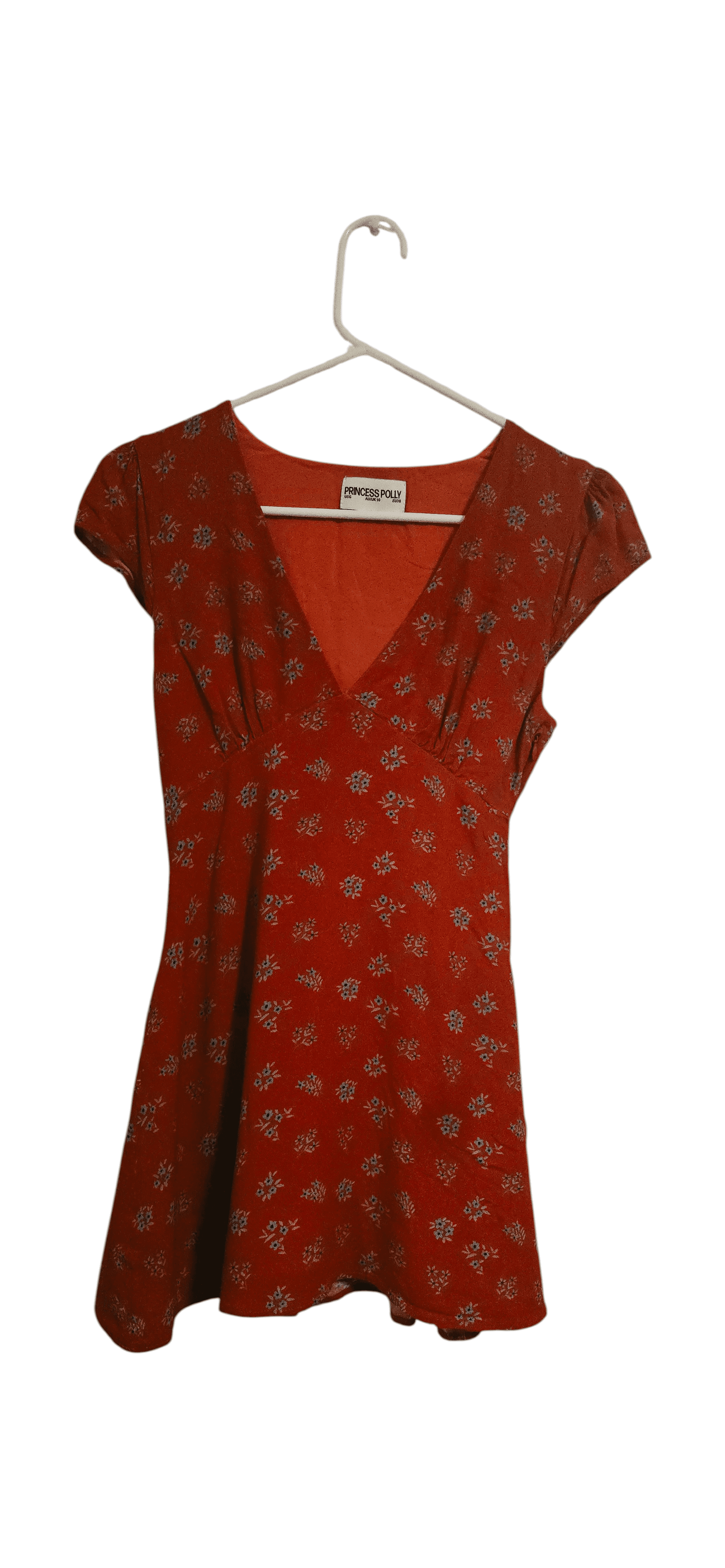 Y2K Princess Polly Red Floral A-Line Dress with Tie Waist