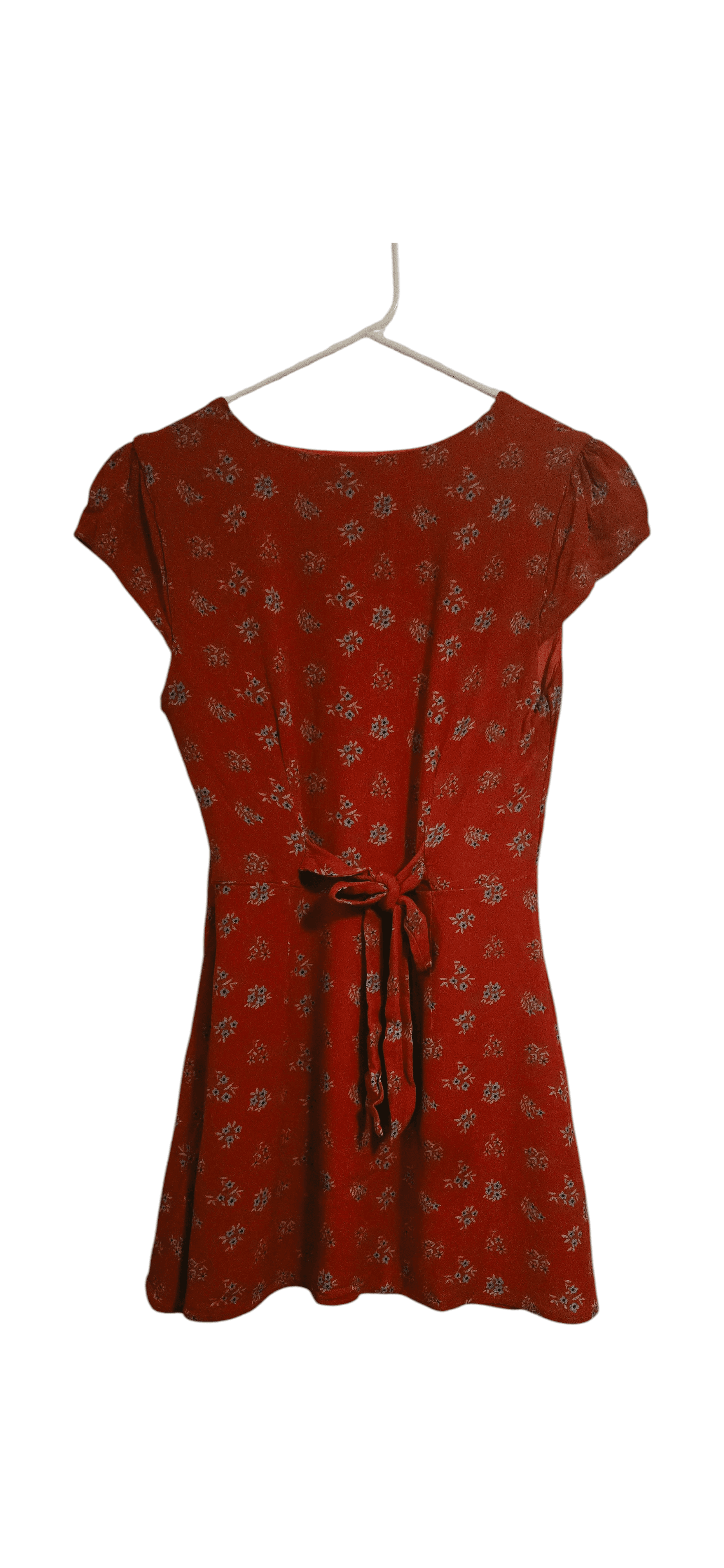 Y2K Princess Polly Red Floral A-Line Dress with Tie Waist - Thumbnail 2