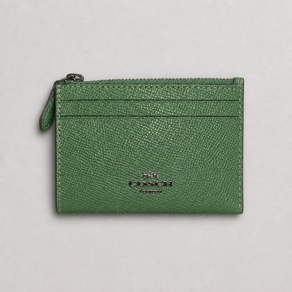 Coach Green Leather Card Case Wallet