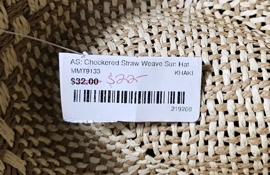 Checkered Straw Weave Sun Hat One Size (Nwt) - Thumbnail 8