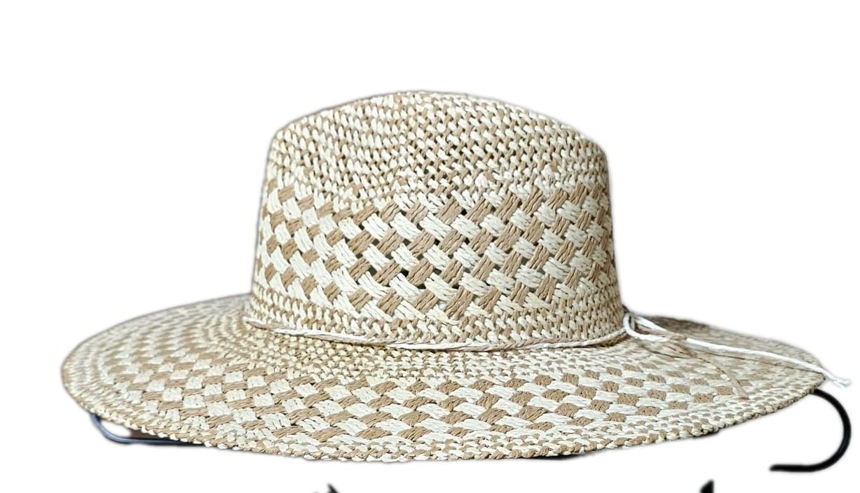 Checkered Straw Weave Sun Hat One Size (Nwt) - Thumbnail 4