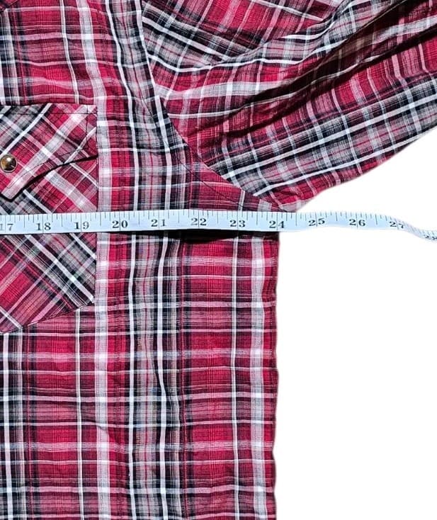 Pendleton Frontier Shirt Red Plaid Long Sleeve Pearl Snap Western Mens Large - Thumbnail 8