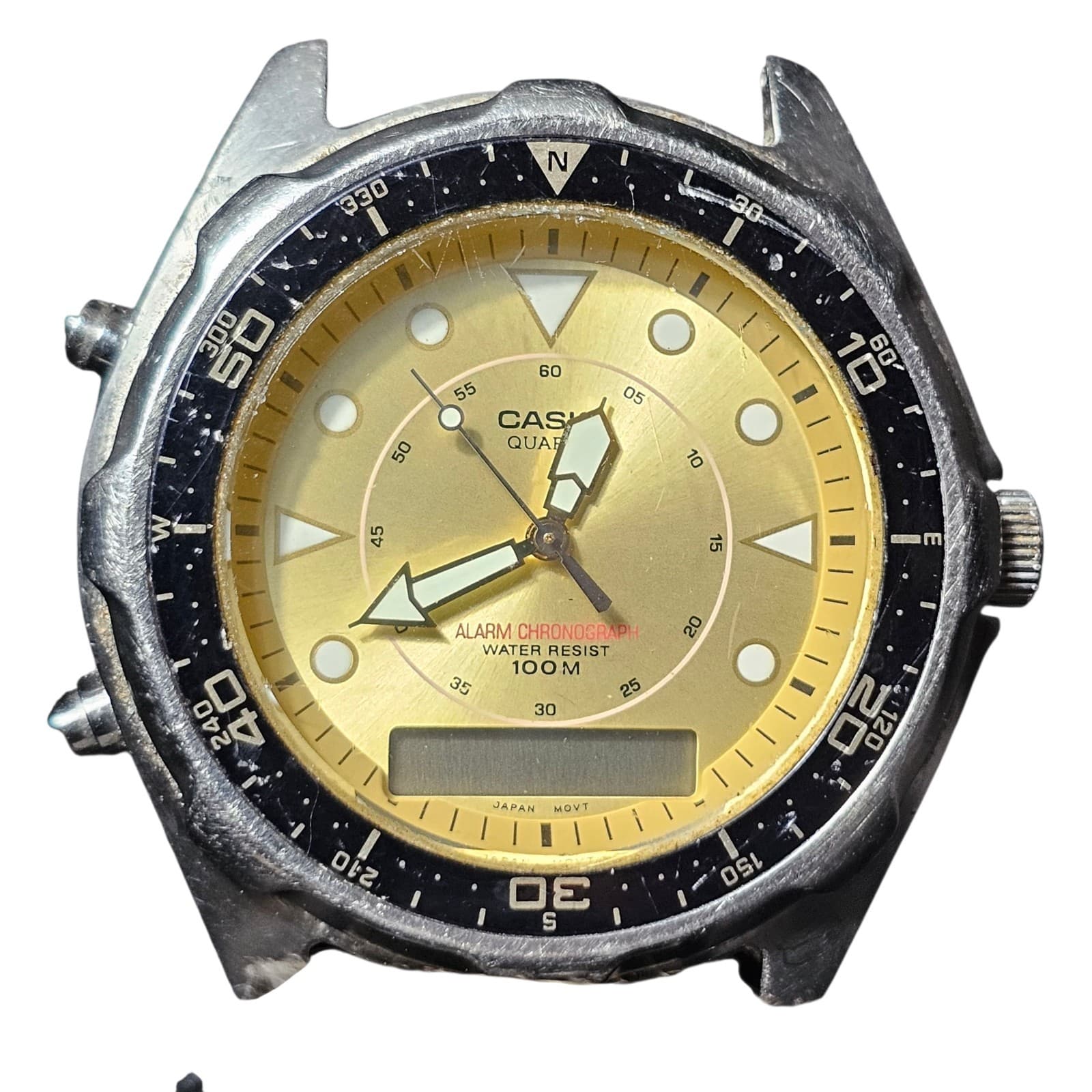 VINTAGE CASIO AMW-320R Arni Rotating Bezel Analog/digital Display New Batt - Thumbnail 3