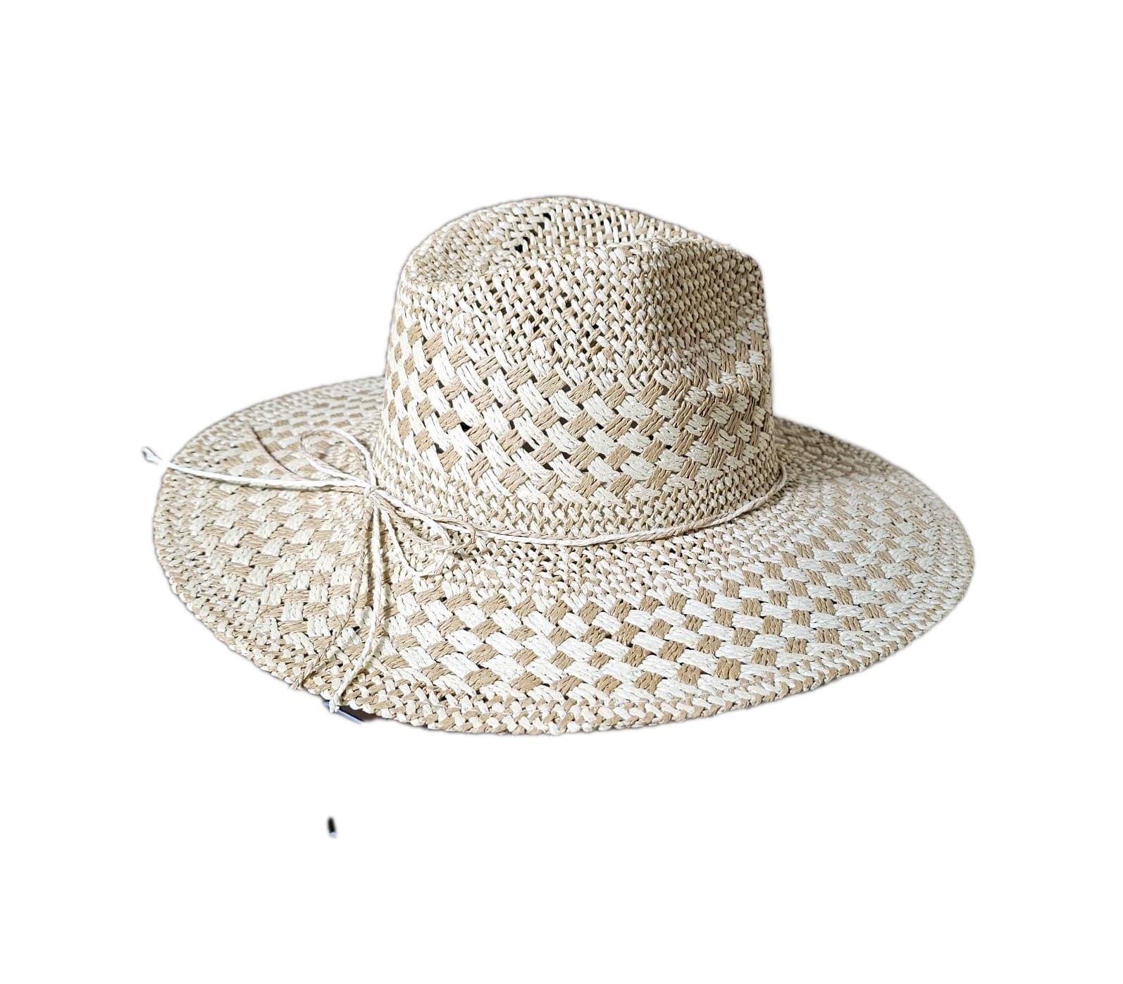 Checkered Straw Weave Sun Hat One Size (Nwt) - Thumbnail 2