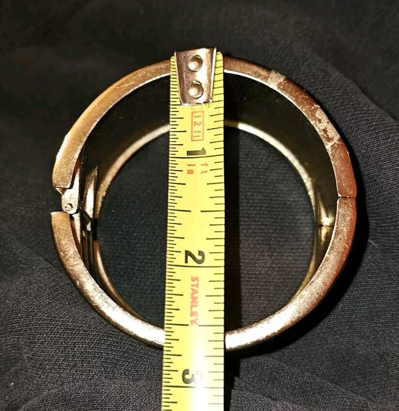 Vintage colorful enamel bracelet wide band hinged gold Egyptian/Tibetin - Thumbnail 7