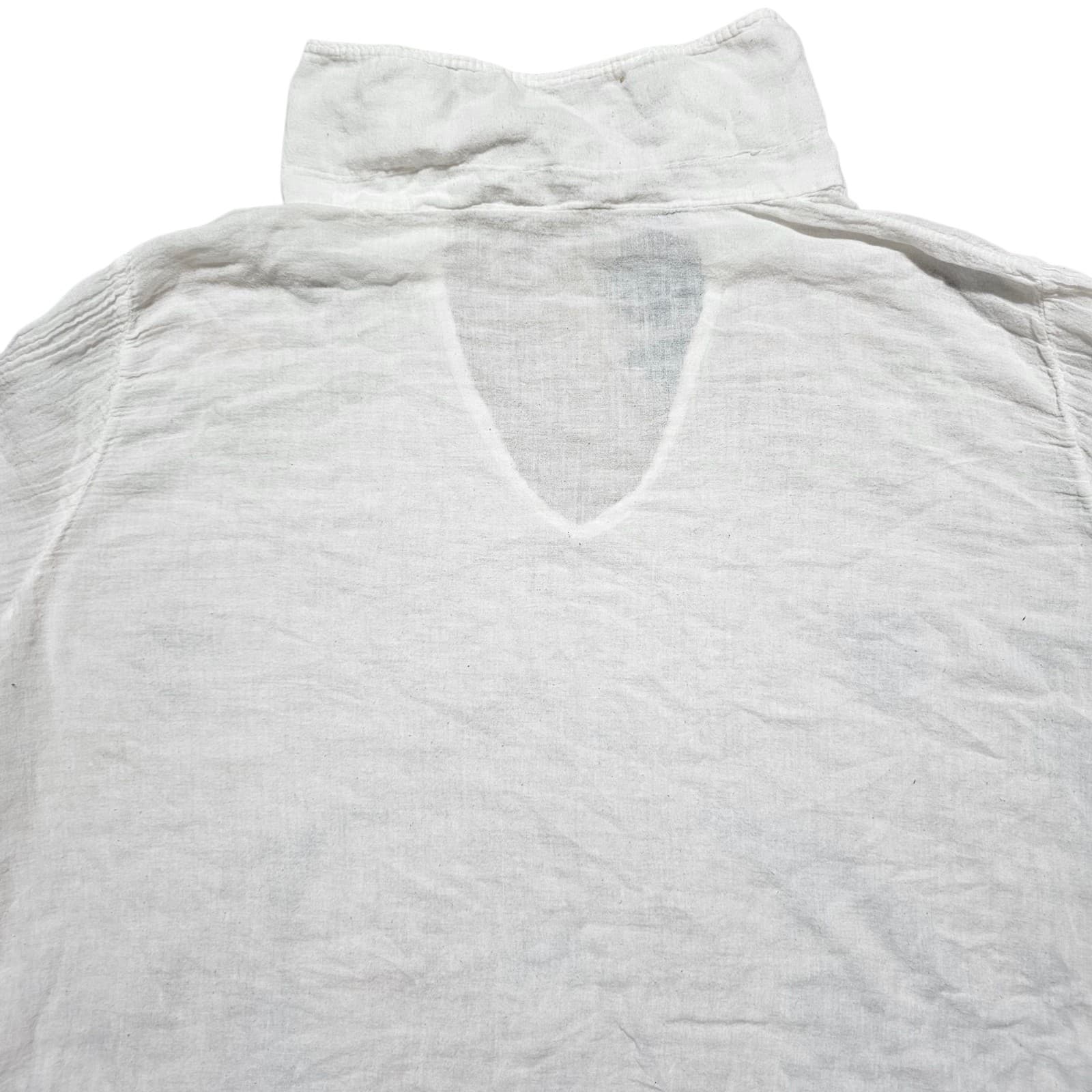 Woman's White Gauze Key Hole Vneck Long Tunic No Tags - Thumbnail 5