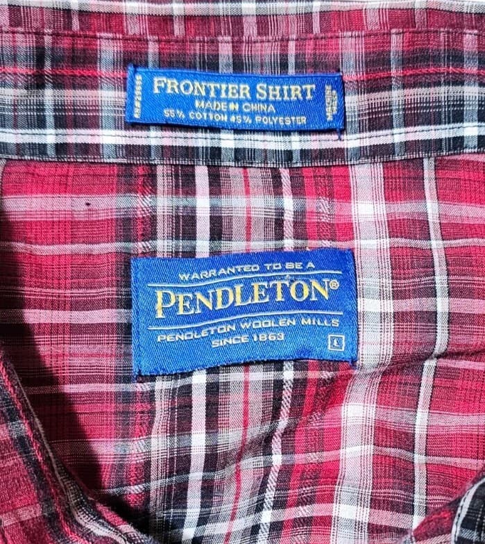 Pendleton Frontier Shirt Red Plaid Long Sleeve Pearl Snap Western Mens Large - Thumbnail 10