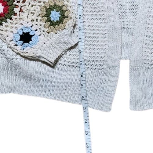 Audry Parks Granny Square Crochet Sleeve Open Front Cardigan Womans Size Med - Thumbnail 7
