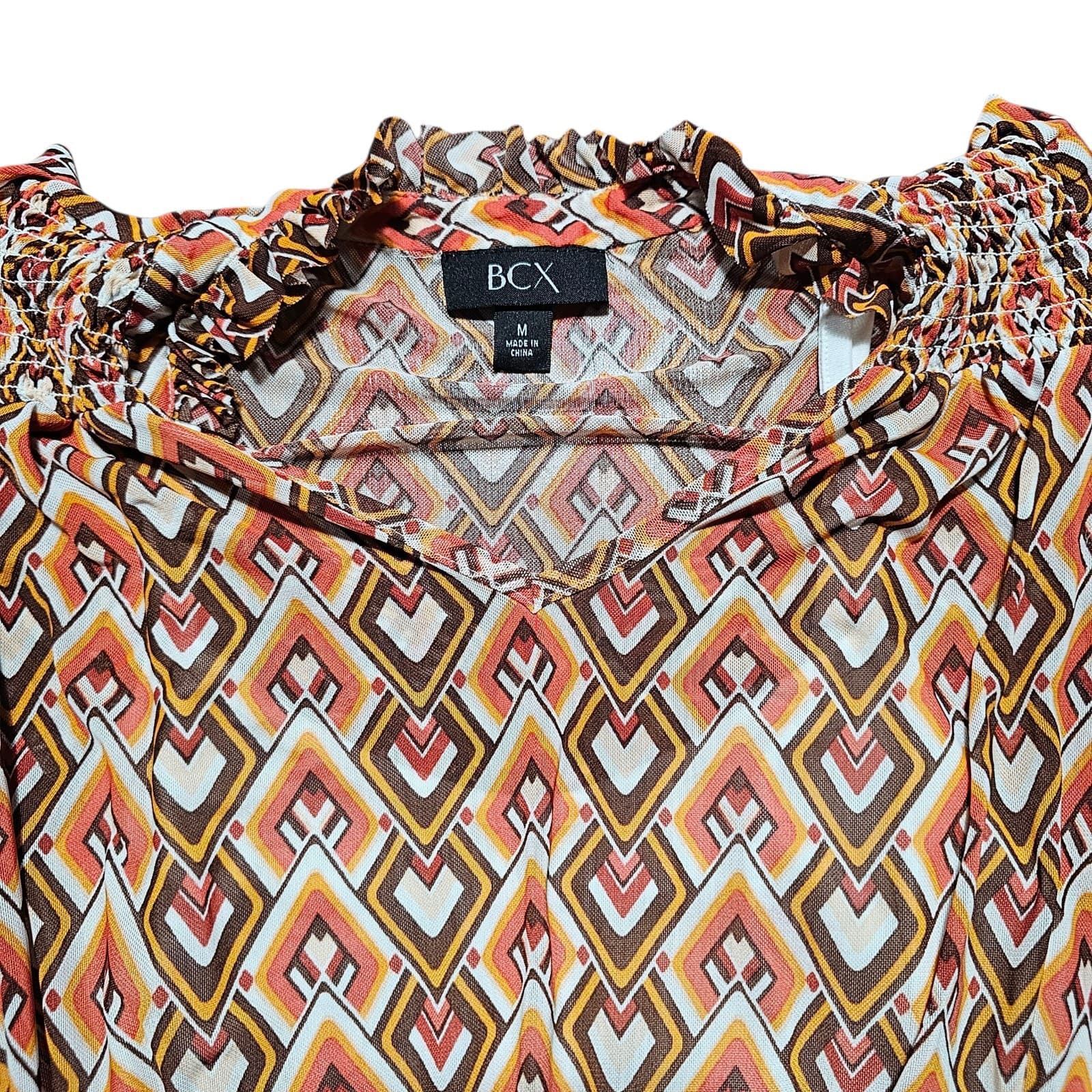 Bcx Womans Geometric Organg Blouse Size M - Thumbnail 2