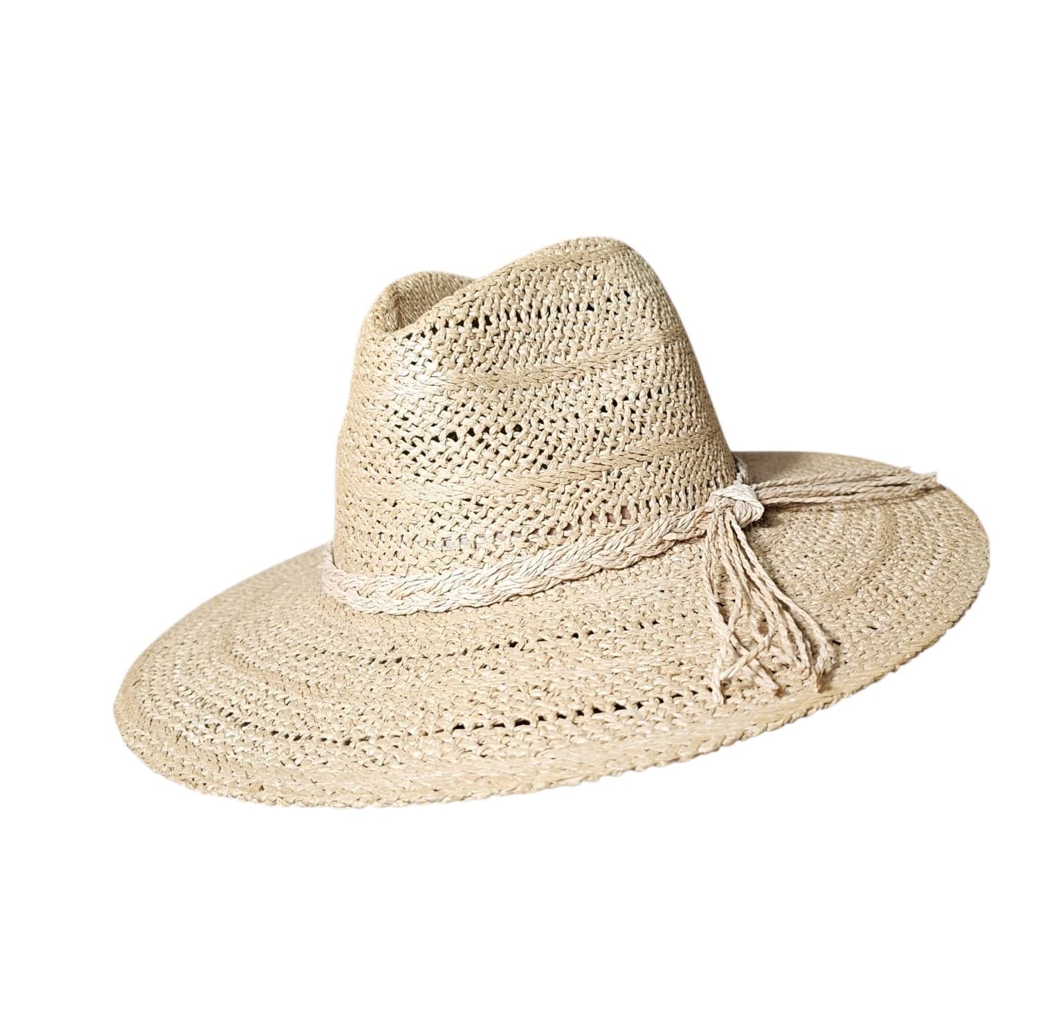 Straw Hat W/Braided Rope Band Nwt One Size Fits All
