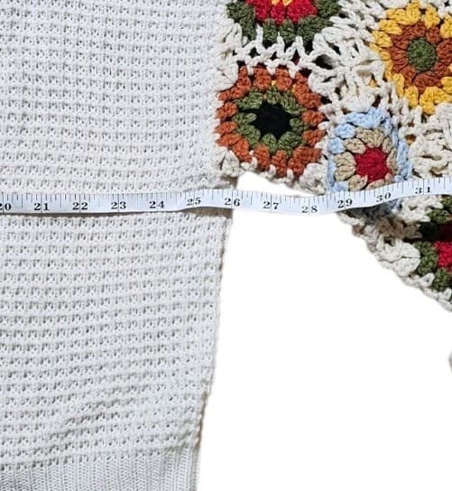Audry Parks Granny Square Crochet Sleeve Open Front Cardigan Womans Size Med - Thumbnail 8