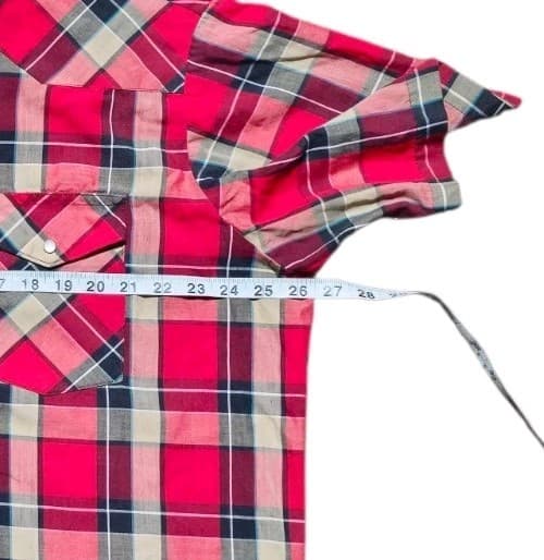 Vintage Wrangler Western Pearl Snap Double Pocket Plaid Shirt Men's 2XL - Thumbnail 7
