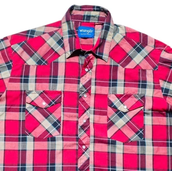 Vintage Wrangler Western Pearl Snap Double Pocket Plaid Shirt Men's 2XL - Thumbnail 3