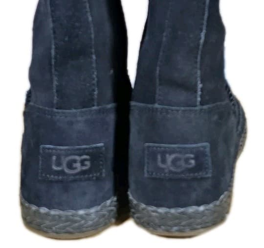 UGG Emerie Knee High Suede Boots Womens 6.5 Black Zip Fringe - Thumbnail 12