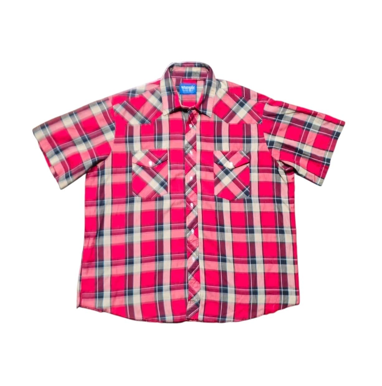 Vintage Wrangler Western Pearl Snap Double Pocket Plaid Shirt Men's 2XL - Thumbnail 8