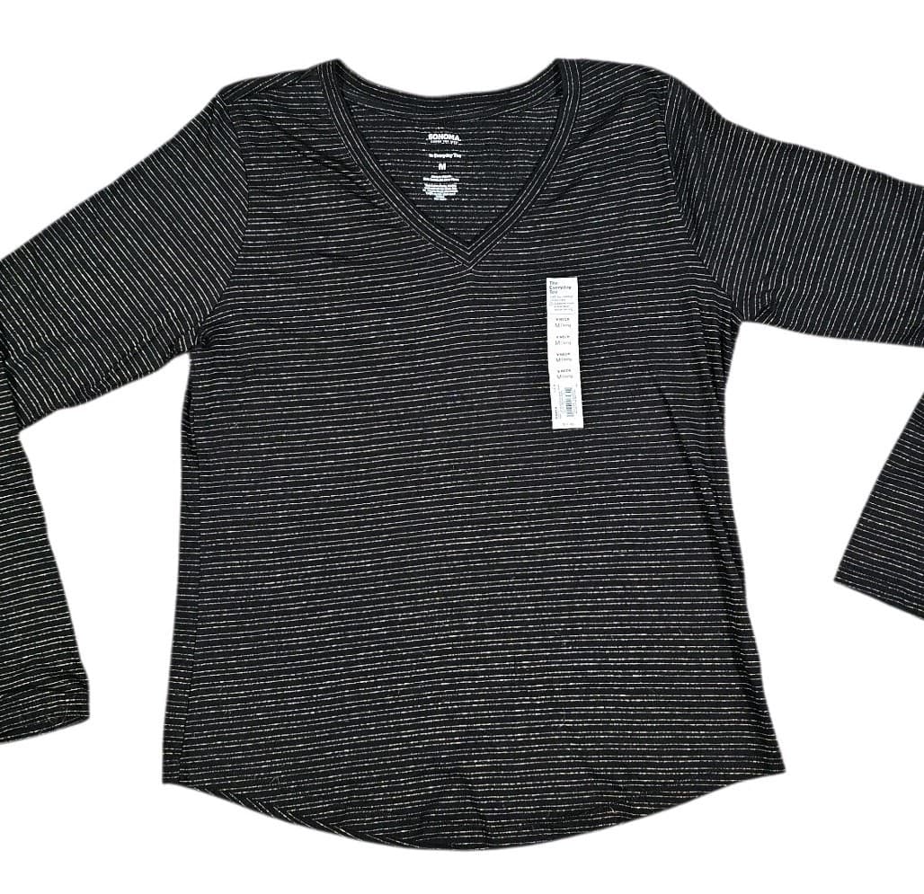 Sonoma The Everyday Tee Long Sleeve Womens Size Med Soft Comfortable V-Neck - Thumbnail 2
