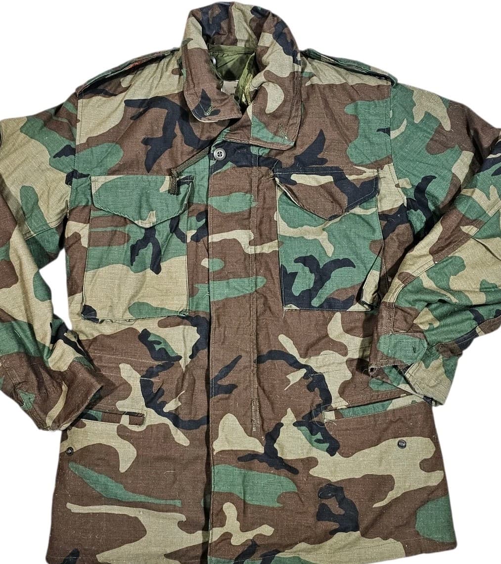 Vintage Woodland Camo Cold Weather Field Coat Small Reg M65 Alpha Industries - Thumbnail 2