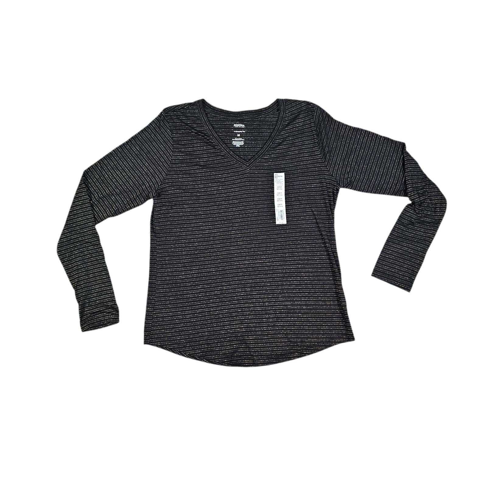 Sonoma The Everyday Tee Long Sleeve Womens Size Med Soft Comfortable V-Neck