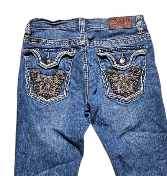 Adiktd Jeans Womens Size 4 Blue Bootcut Y2k Denim Medium Wash Hemmed Inseam 28" - Thumbnail 4