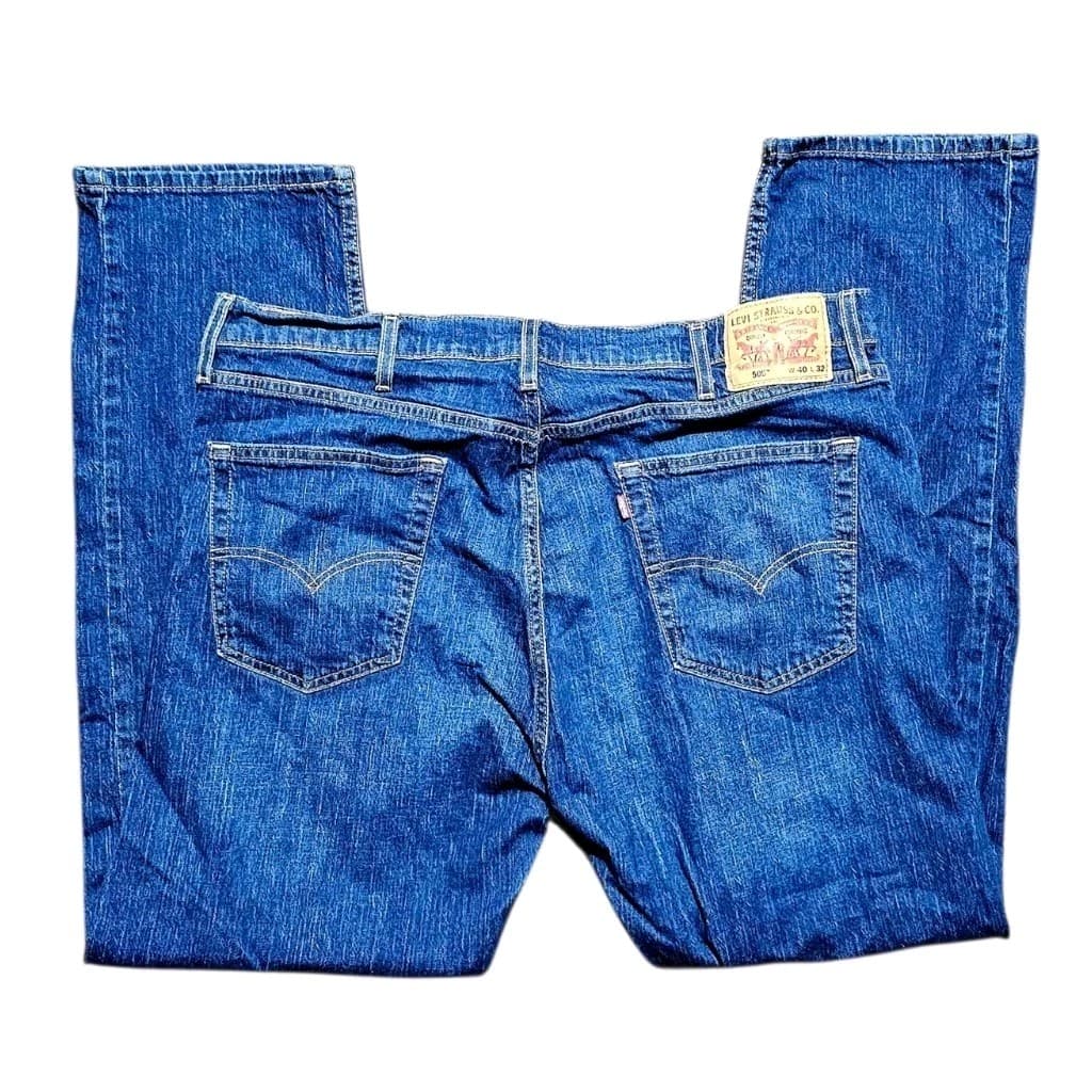 Levis 505 Mens Blue Jeans Sz 40x32 Regular Fit Denim Red Tab