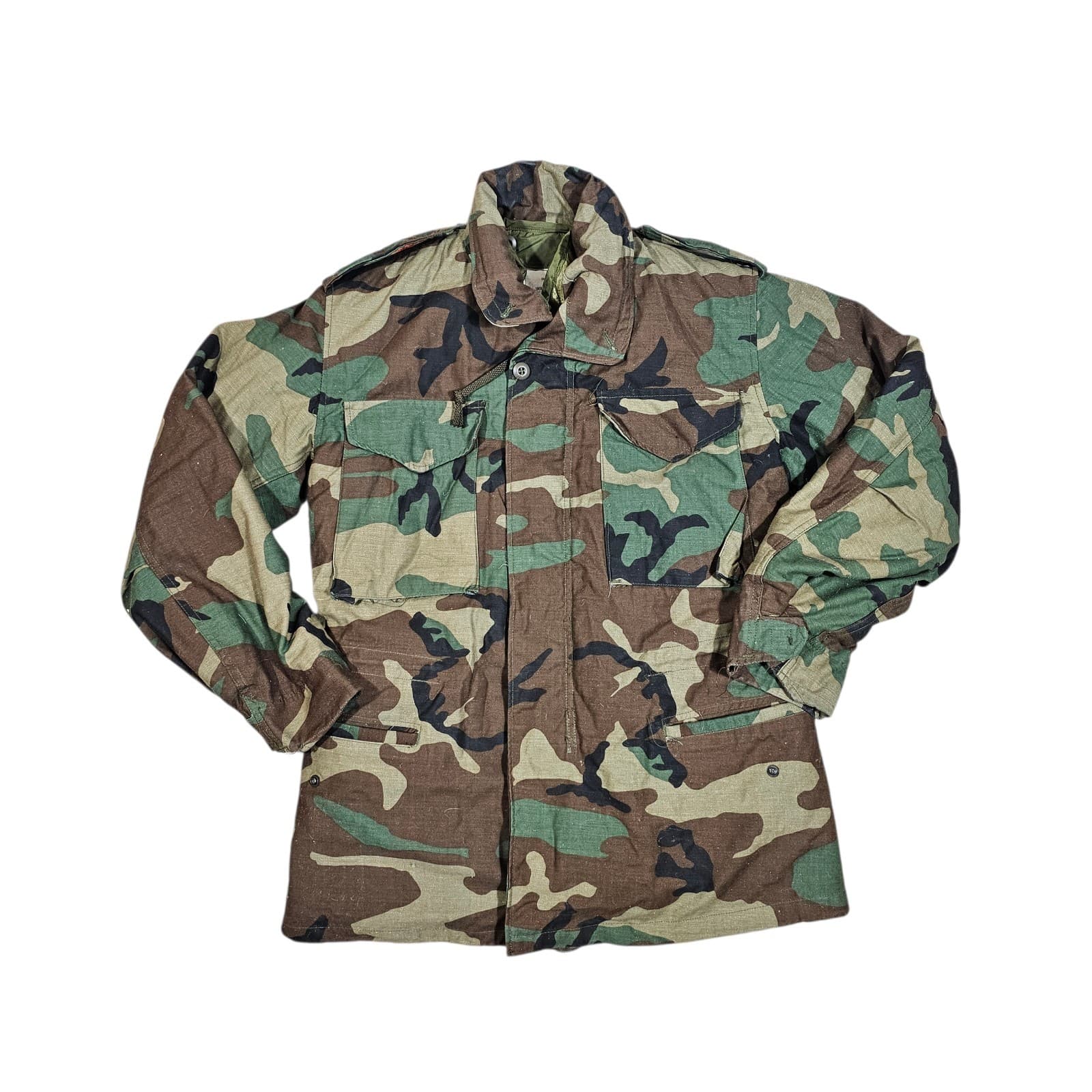 Vintage Woodland Camo Cold Weather Field Coat Small Reg M65 Alpha Industries