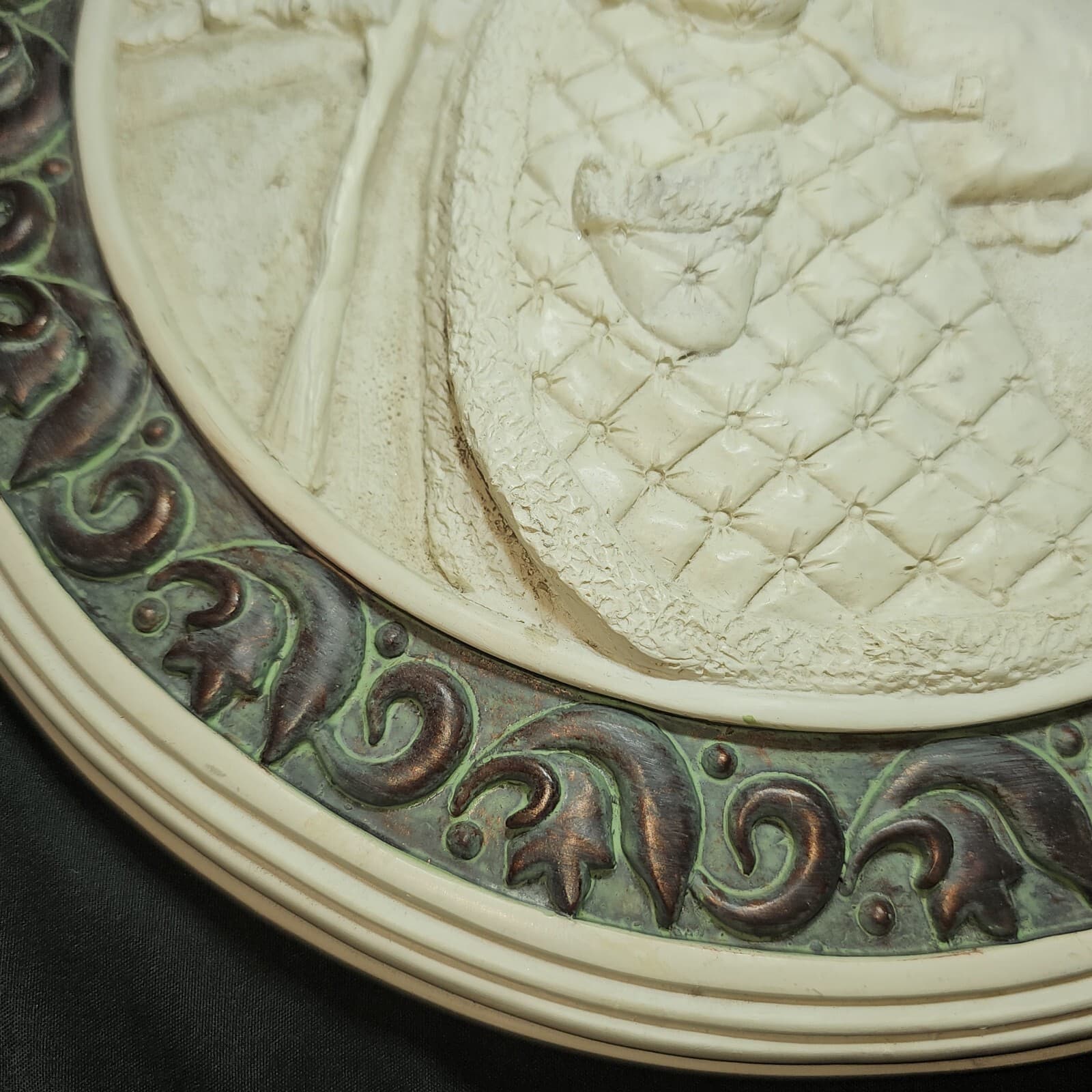 Vtg Woodland Detailed Christmas Santa Steppingstone Wall Plaque - Thumbnail 3