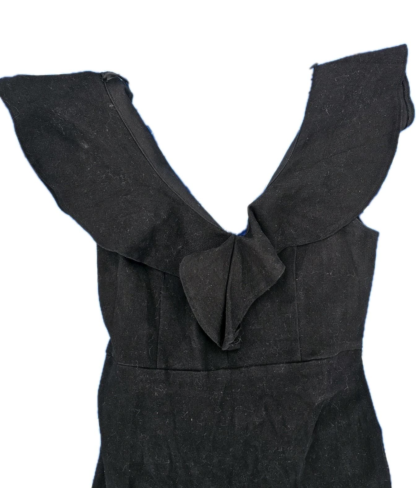 Black Denim By Flying Tomatoes Ruffles V Neck Size M - Thumbnail 2