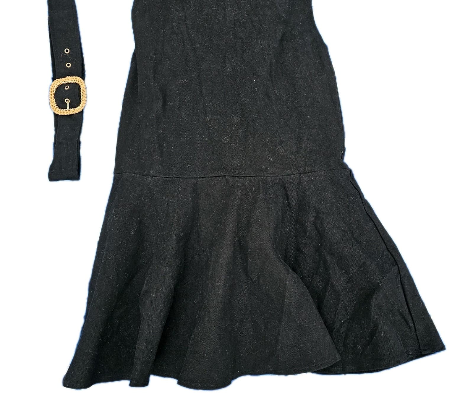 Black Denim By Flying Tomatoes Ruffles V Neck Size M - Thumbnail 3