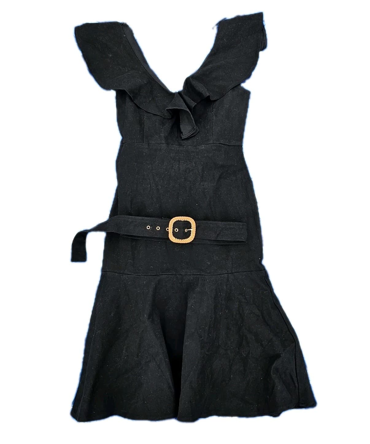 Black Denim By Flying Tomatoes Ruffles V Neck Size M