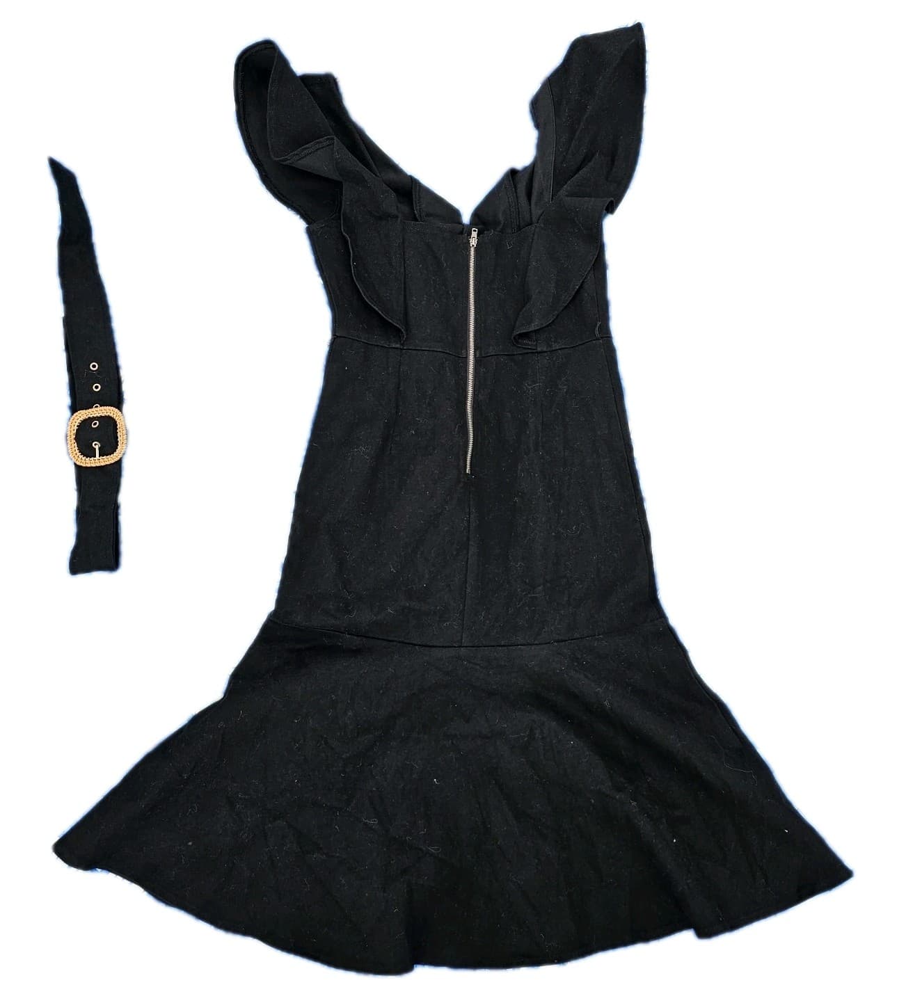 Black Denim By Flying Tomatoes Ruffles V Neck Size M - Thumbnail 4