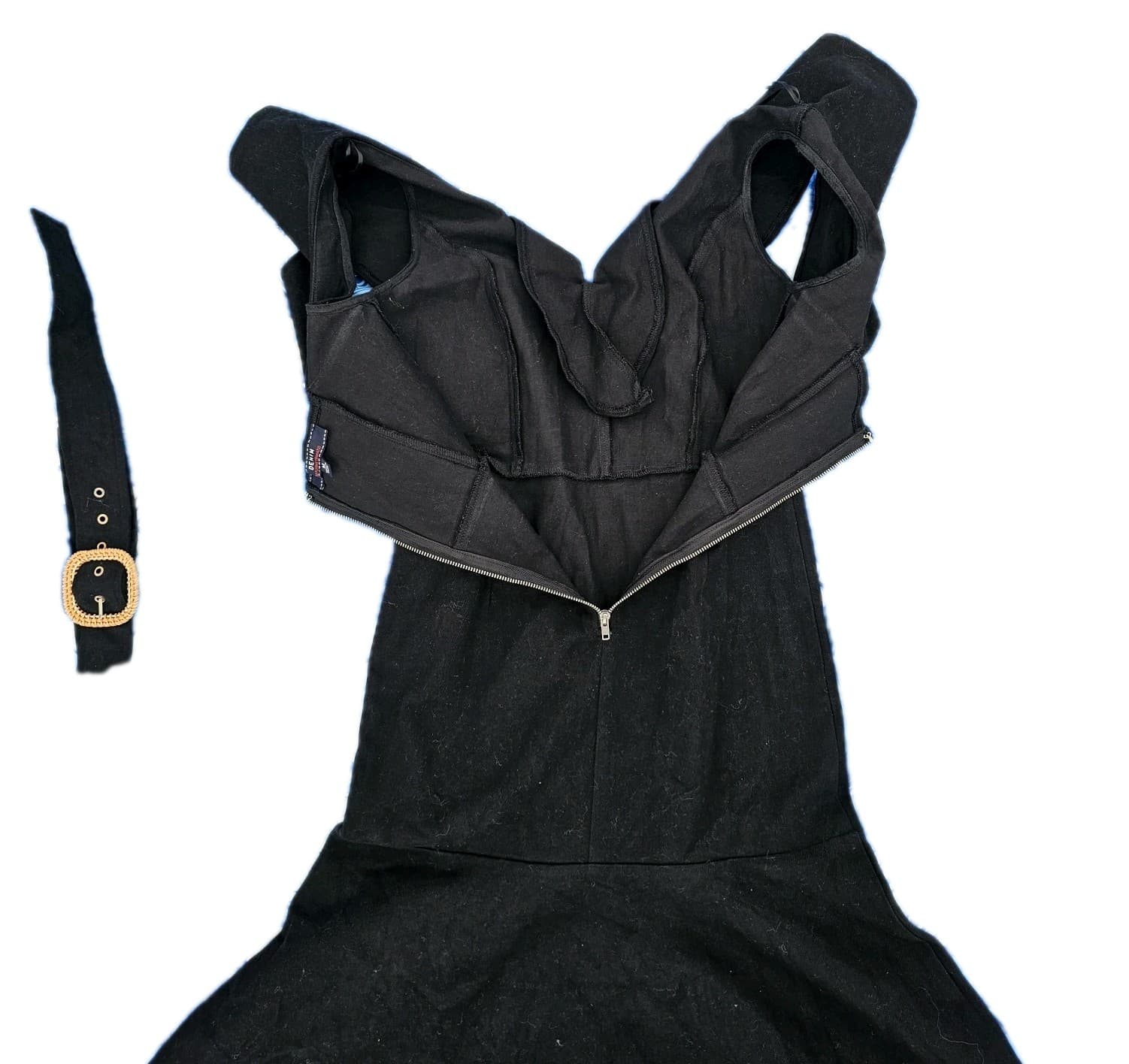 Black Denim By Flying Tomatoes Ruffles V Neck Size M - Thumbnail 5