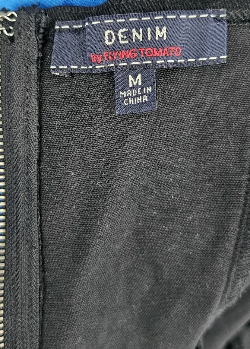 Black Denim By Flying Tomatoes Ruffles V Neck Size M - Thumbnail 6