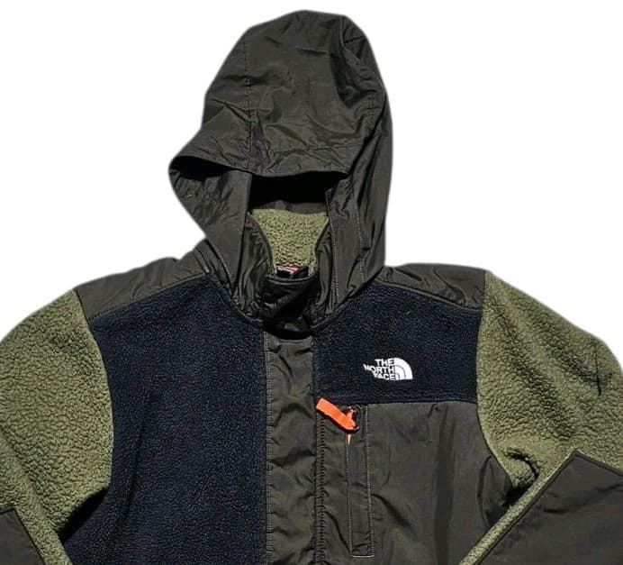 The North Face Boy's Large Forrest Mixed Media Jacket Burnt Olive Stowaway Hood - Thumbnail 3